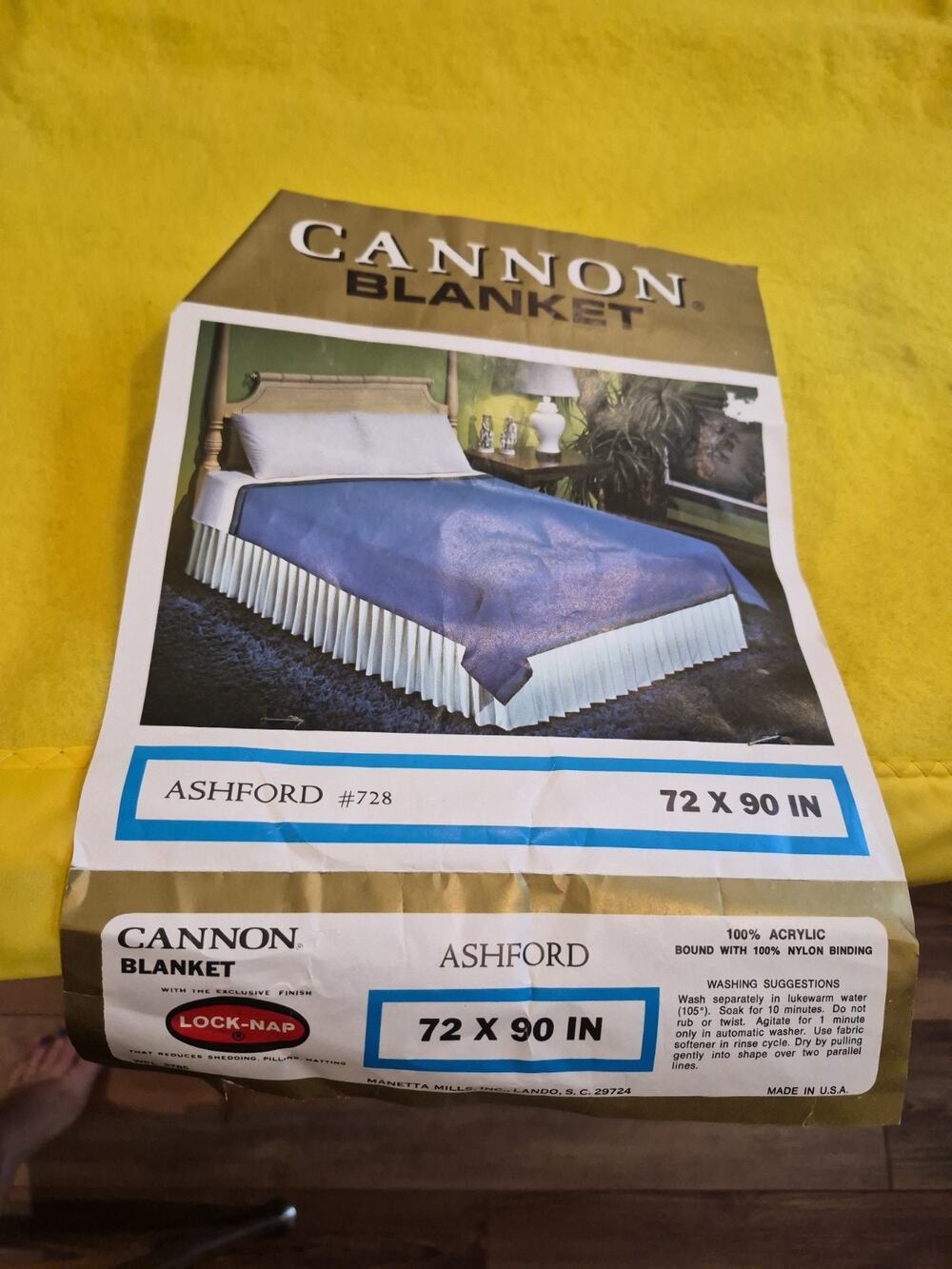 Cannon Ashford Nylon Trim Vintage Acrylic Second Blanket 72"x90" NEW Twin/Full